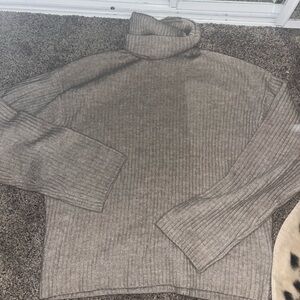 H&M WOMENS TAN RIBBED Turtleneck Sweater